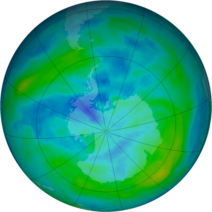 Antarctic ozone map for 19 March 1984
